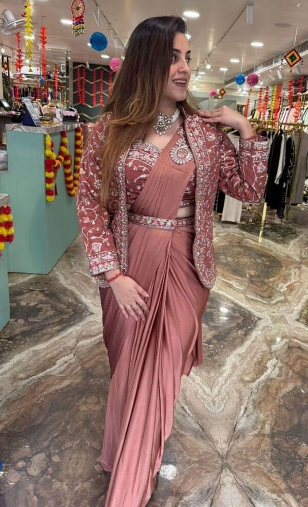 Ready To Wear Saree with Jacket & Belt - Image 3