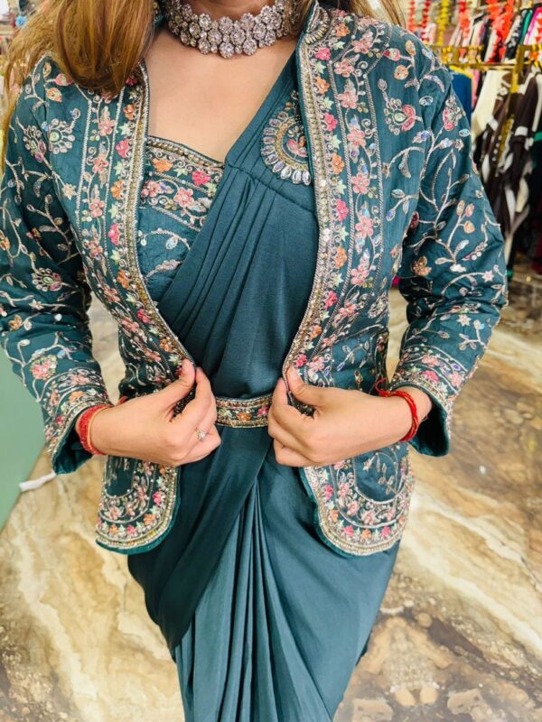 Ready To Wear Saree with Jacket & Belt - Image 2