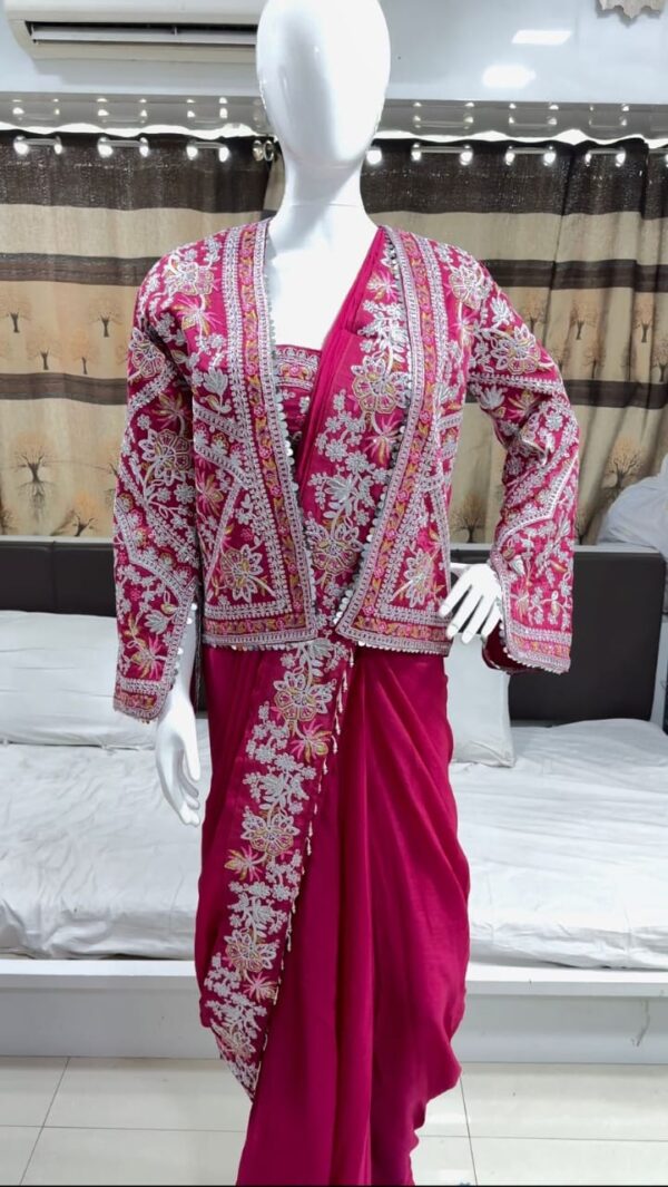 Ready To Wear Saree with Jacket -1 - Image 3